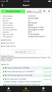 Display Unit Under Test (UUT) Reports directly on your mobile phone